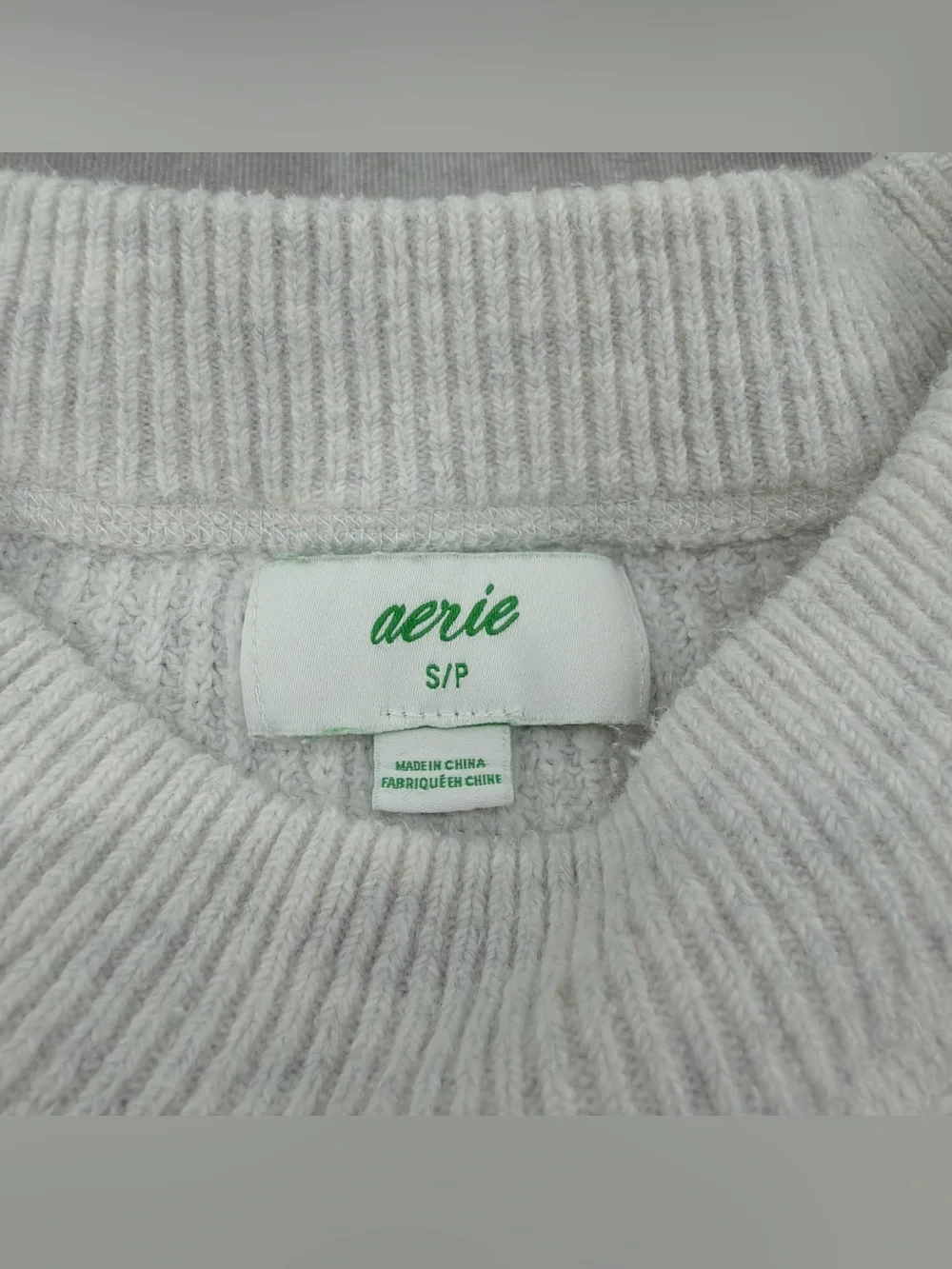 aerie Crewneck Sweater - Light Gray/white - Picture 9 of 14